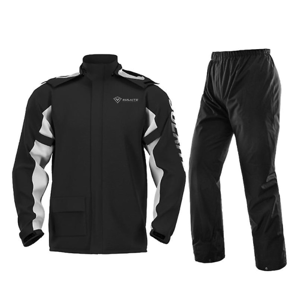 Vattentät regnkappa byxor set med osynliga cover Regntät kostym för mortorcykling Cykling Fiske Camping Black 2XL