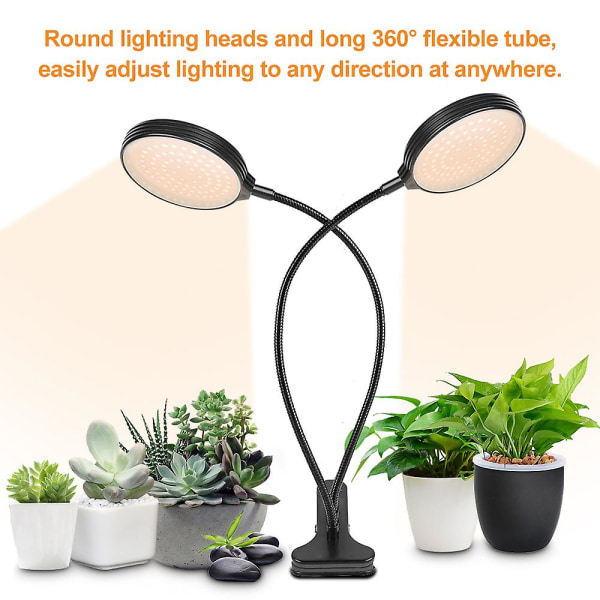 USB Plant Grow Light 312 LEDs Solljus Full Spectrum Justerbar Desktop Clamp Växande lampa för inomhusväxter 5 dimbara nivåer 4/8/12h Timer 3 heads