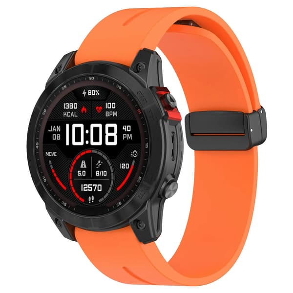 Sort spænde 22mm silikone urrem til Garmin Fenix 7/forerunner 965/955/945/935 Orange