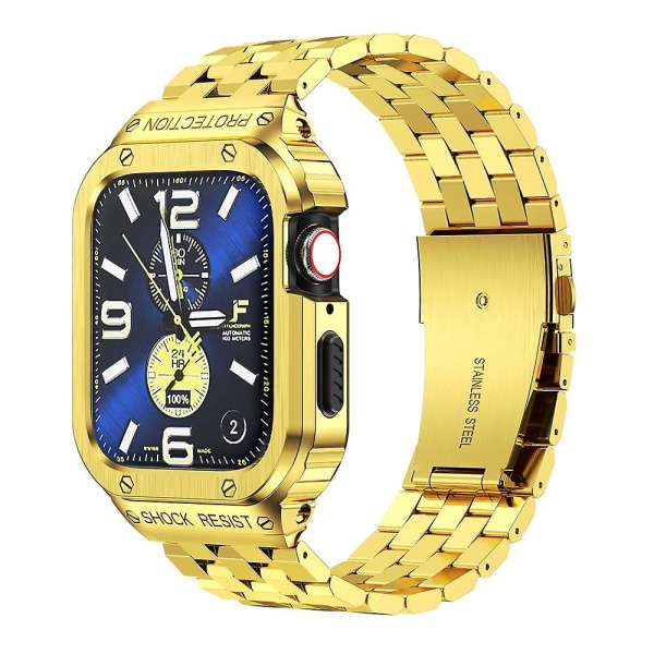 Ruostumattomasta teräksestä valmistettu hihna Apple Watch rannekkeelle 49mm 45mm 44mm (ei watch) puskurin cover lisävarusteet Iwatch Ultra Series 7 6 Se 8+ case gold 44mm