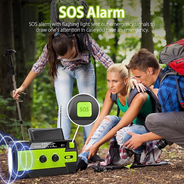 Emergency Solar Crank Power Smart Phone Oplader Med Solpanel Radio Solar Charger Powerbank 4000mah