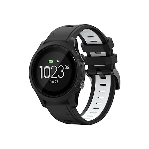 Garmin Forerunner 935:lle 22 mm:n kaksiväriset mustavalkoiset urheilusilikonirannekkeet
