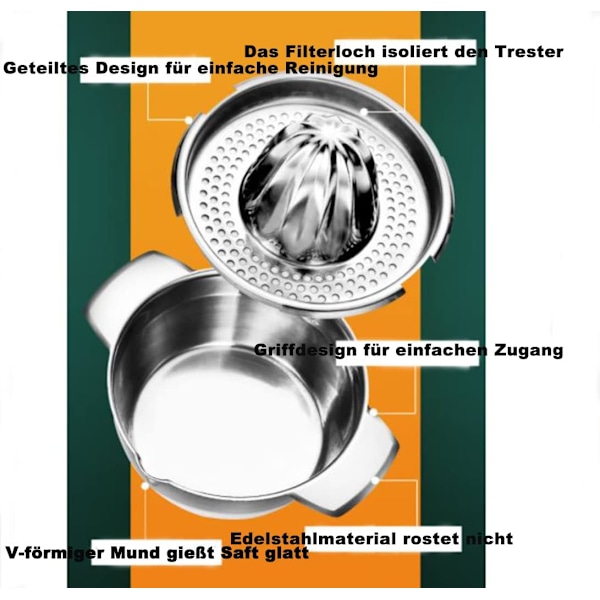 Sitruspresse Sitronpresser Rustfritt Stål med Beholder