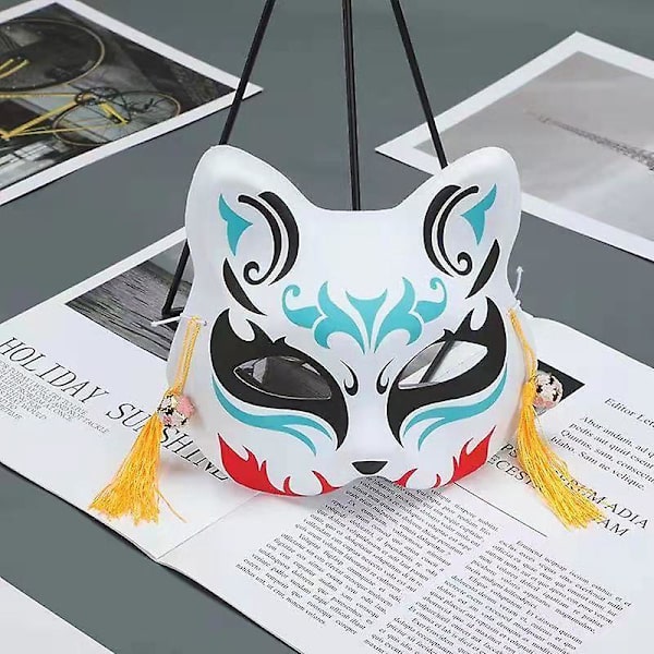 Fox Cosplay Mask Half Face Cat Mask Til Julefest Kostume Japansk Kitsune Mask Kabuki Masquerade Cat 14