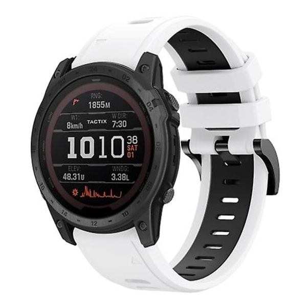 For Garmin Tactix 7 / 7pro 26 mm tofarget sportssilikonklokkerem White-Black