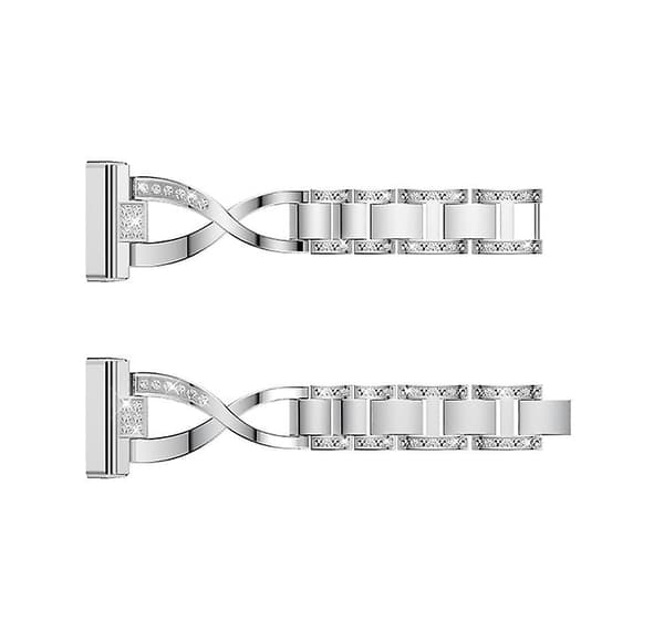 Til Fitbit Versa 3 / Sense Universal Diamond Metal Watch Band Silver