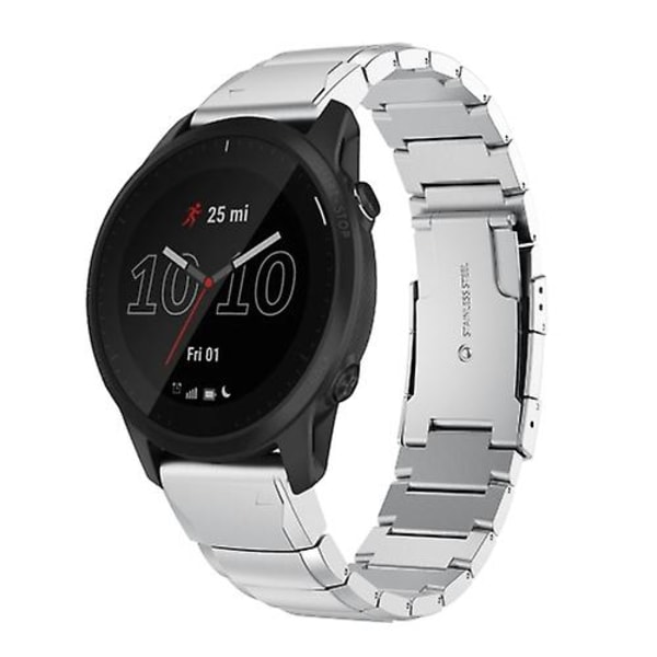 Til Garmin Forerunner 945 22mm Tortoise Shell rustfrit stål urbånd Sliver