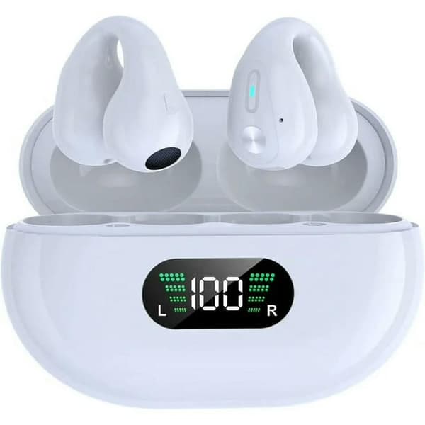 Trådlösa Bluetooth-hörlurar med benledning, vita/display