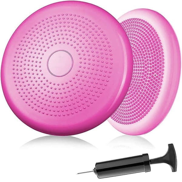Bollstolskudde, pump 33 cm diameter, balansdyna, bollkudde Pink