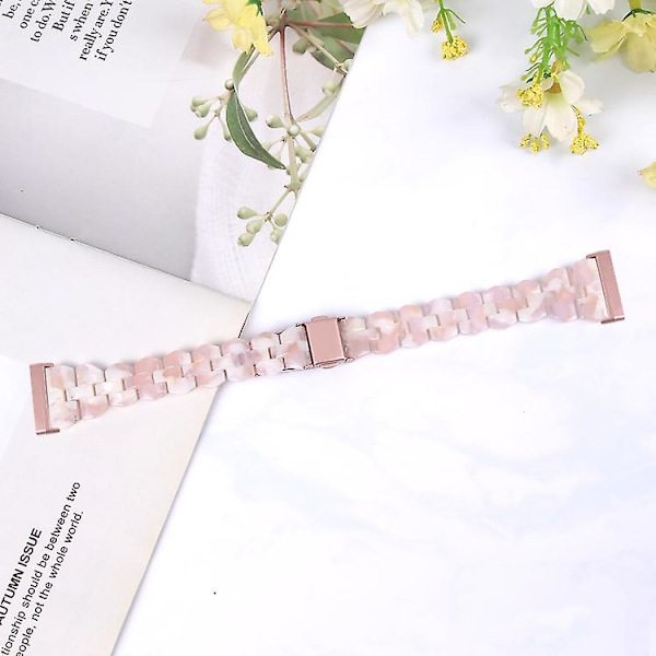 För Fitbit Versa 4 / Sense 2 Universal Rhombus Resin Watch Band Pink Flower