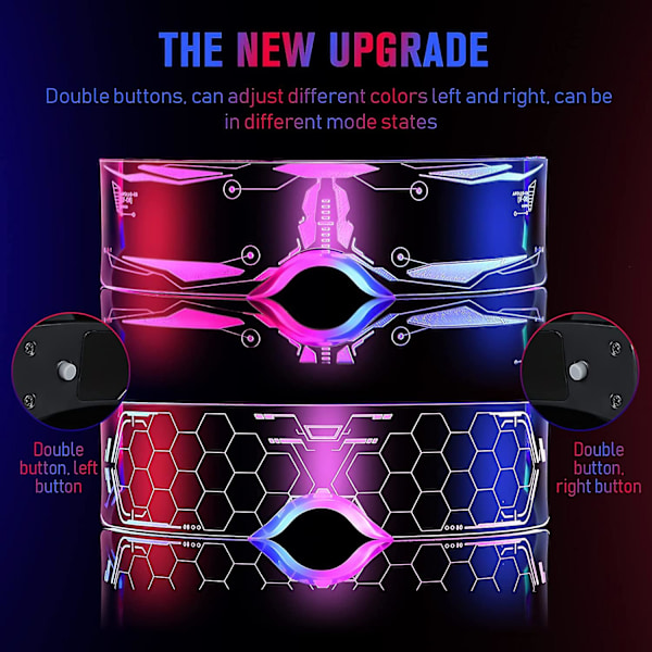 3 stk Led visirbriller, 7 farger og 5 modi futuristiske briller Cyberpunk Light Up Goggles selvlysende briller
