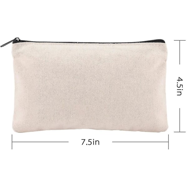 10 Pack Blank Craft Bag Canvas Pen Penalhus- Bomuld Canvas Faktura Bill Bag Makeup Taske Kosmetiktaske Multifunktionel rejsetoilettaske med sort Z