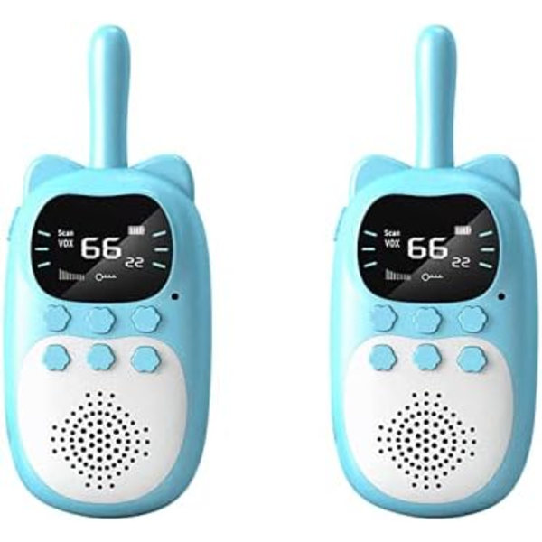 Walkie-talkies för barn med lång räckvidd och ficklampa för utomhuscampingspel Blå