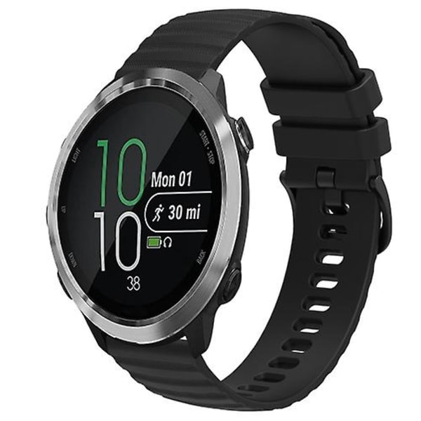 För Garmin Forerunner 645 Music 20 mm vågigt prickmönster i enfärgad watch Black