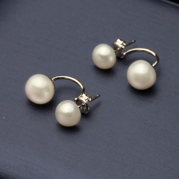 Naturlige perle øredobber kvinners smykker S925 hvit dobbel perle øredobber Party
