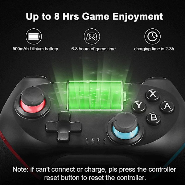 Trådløs Bluetooth-controller til Nintendo Switch Pro Controller Gamepad Pro Controller til Switch-konsol med 6-akset håndtag Green