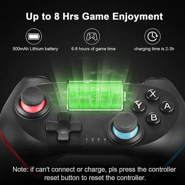 Trådløs Bluetooth-kontroller for Nintendo Switch Pro-kontroller Gamepad Pro-kontroller for Switch-konsoll med 6-akset håndtak Blue Red