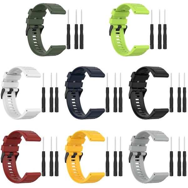 Til Garmin Descent Mk 2i 26 mm horisontal tekstur silikone urrem med afmonteringsværktøj Black