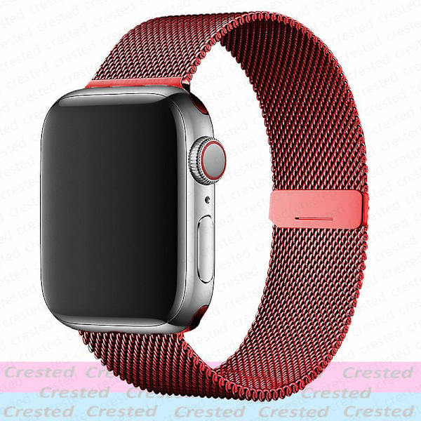 Milanese silmukkahihna Apple Watch Ultra Band 44mm 40mm 45mm 41mm 49mm 42mm 38mm 44mm Correa rannekoru Iwatch Series 3 6 Se 7 8 Red 42mm 44mm 45mm 49mm