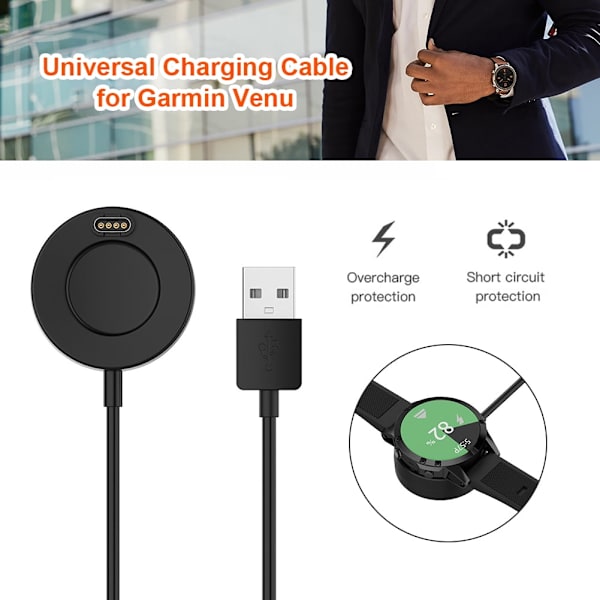 USB-oplader Dock Base Ladekabel Dataadapter til Venu 2 Fenix ​​5 Watch
