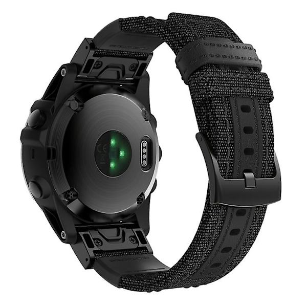 Lærreds- og læderurrem til Garmin Fenix5x Plus Fenix3, håndledsrem Størrelse: 150+110 mm Black