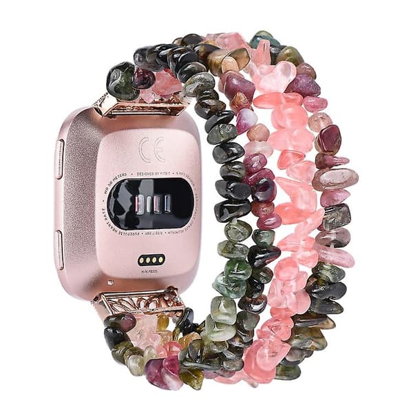 Til Fitbit Versa Rough Stone armbåndsurbånd Colorful Tourmaline