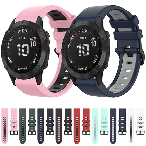 Garmin Fenix ​​6 Pro 22 mm:n silikoni- watch ranneke Black-Blue