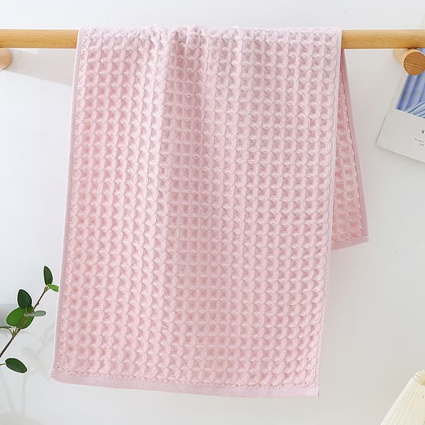Ren bomuldsvaffelhåndklæde, absorberende og hurtigtørrende, Pink/35x80cm