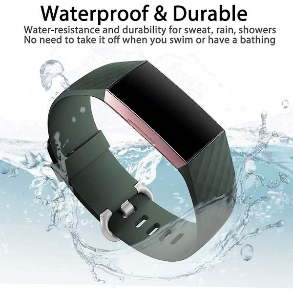 Vanntett erstatningsklokkerem Fitness Sport Band Armbånd Kompatibel med Fitbit Charge 4 / Fitbit Charge 3 Se- Multi Color Midnight Green Large