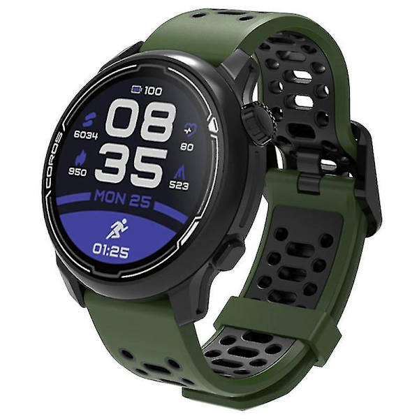 Dubbelfärgad 20 mm silikonklocka för Coros Pace 2/garmin Vivoactive 5/garminactive 5/venu Sq 2 Army Green Black