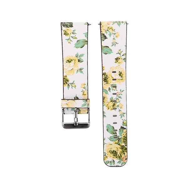 For Fitbit Versa 1/2 klokkebånd med blomstermønster White Yellow