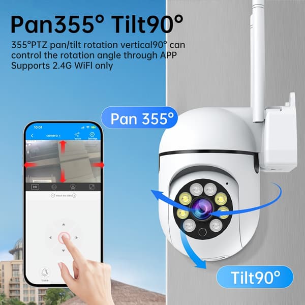 Trådløst kamera 1080P Full HD nattsyn sikkerhetskamera trådløs WiFi