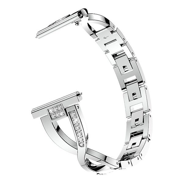 X-formad watch i solid rostfritt stål med diamanter för Fitbit Versa Lite Silver