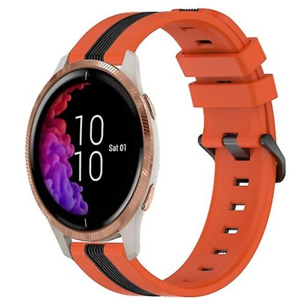 Til Garmin Venu 20 mm lodret tofarvet silikoneurrem Orange-Black