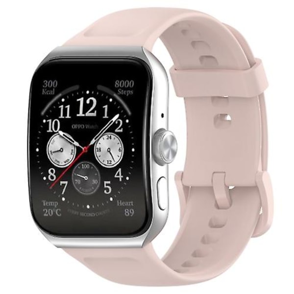 För Oppo Watch 3 Pro Solid Color Soft Silicone Watch Band Light Pink