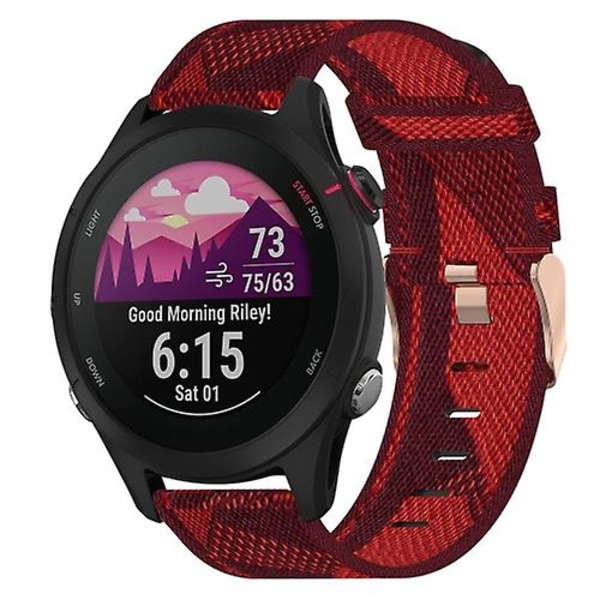 Til Garmin Forerunner 255s 18mm nylonvævet urrem Red