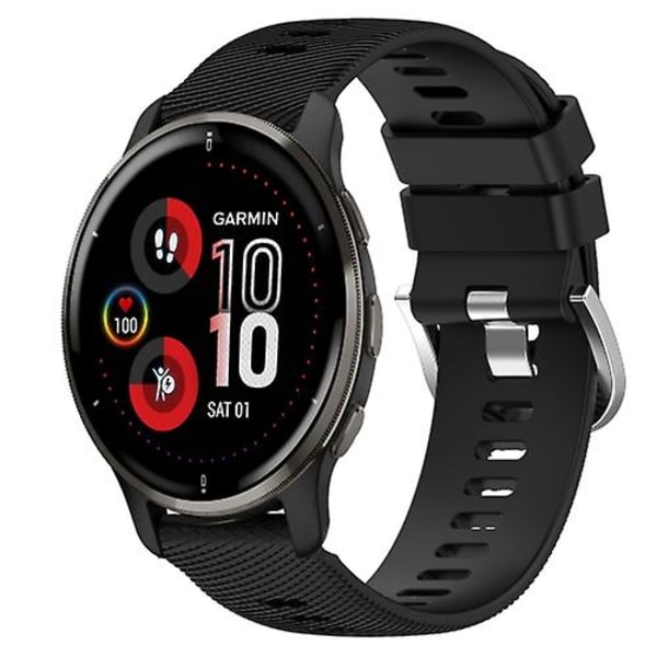 För Garmin Venu 2 Plus 20 mm enfärgad mjukt watch Black