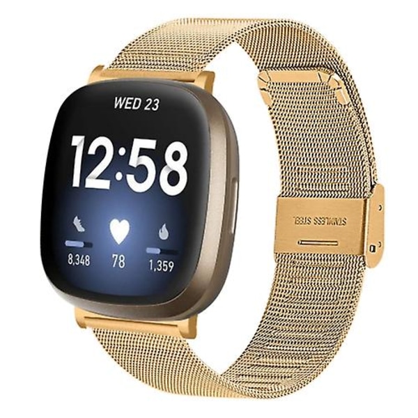 For Fitbit Versa 4 / Sense 2 Milan Buckle Metal Watch Band Gold