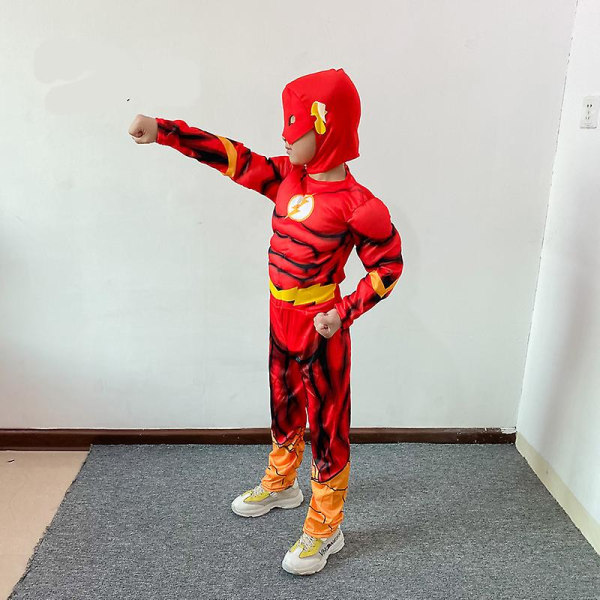 Poikien deluxe-flash-asu, upea pukeutuminen, lasten elokuva Carnival Party Cosplay -asu Suit B 130-140cm