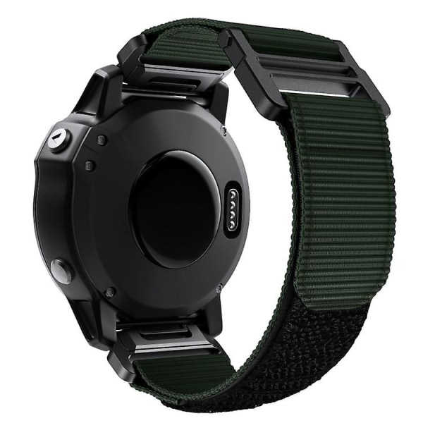 För Garmin Fenix ​​6x / 5x 26mm kardborrefäste Nylon Army Green