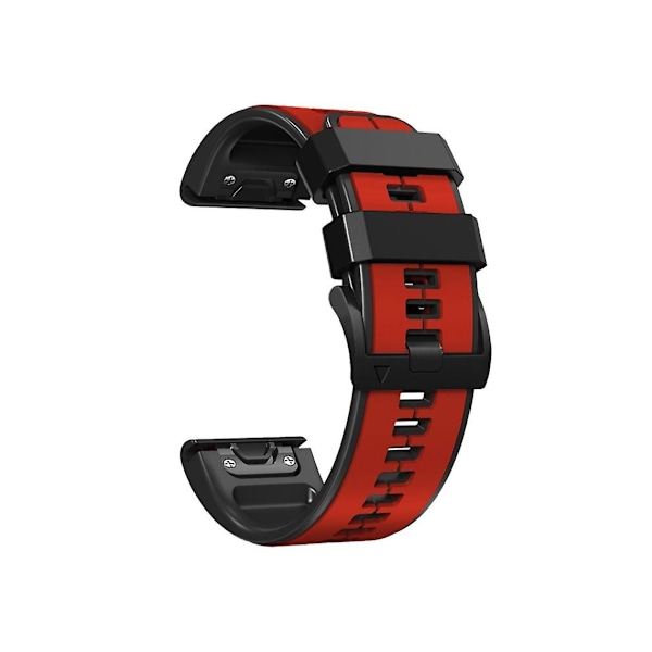 Rem for Garmin Tactix 7 22Mm Silikon Sports Tofarvet Rød-Sort Urrem