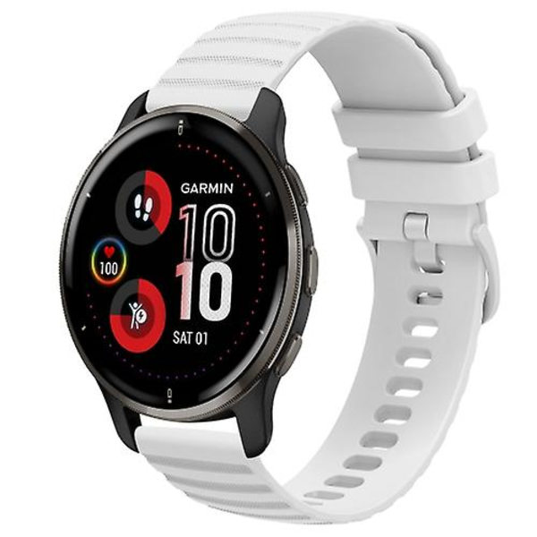 Til Garmin Venu 2 Plus 20 mm Wavy Dot Pattern Solid Color Silicone Watch Band White