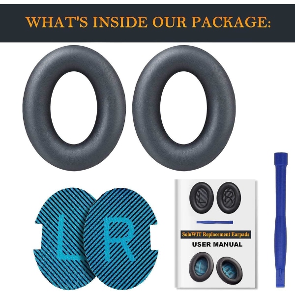 Øreputer Puter for Bose-hodetelefoner, erstatningsøreputer for Bose Quietcomfort 15 Qc15 Qc25 Qc2 Qc35/ae2 Ae2i Ae2w/soundtrue & Soundlink Around-ear