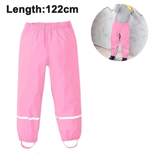 Pojkar Flickor Reflekterande Vattentäta Regnbyxor Lättvikts Regnkläder Pink 122cm
