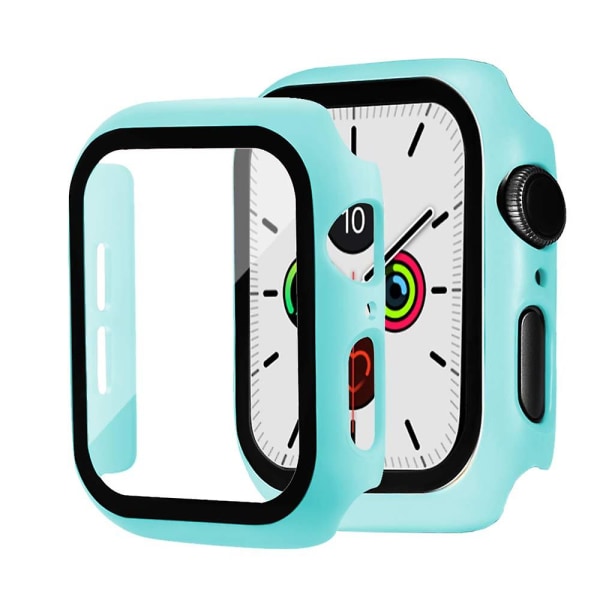 Glas+cover til Apple Watch Case 44mm 40mm Iwatch 42mm 38mm Skærmbeskytter+bumper Tilbehør til Applewatch Series 5 4 3 Se 6 light blue 40mm series 654 SE