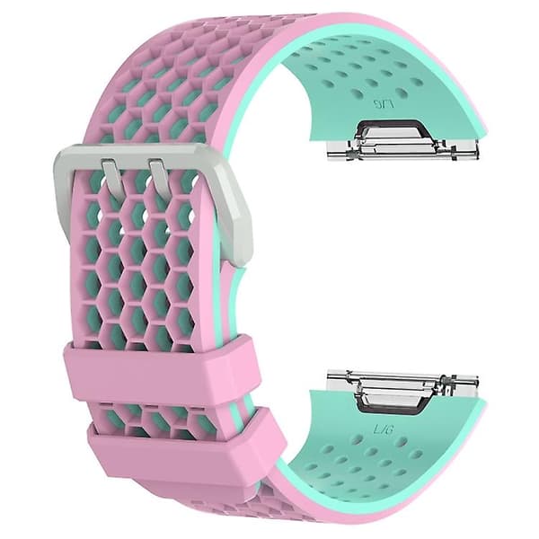 Til Fitbit Ionic Tofarvet silikoneurrem med spænde Pink - Green