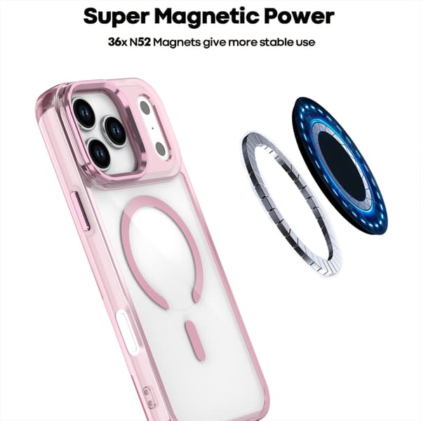 Magsafe-deksel for iPhone 17 Pro, fallsikkert, rosa
