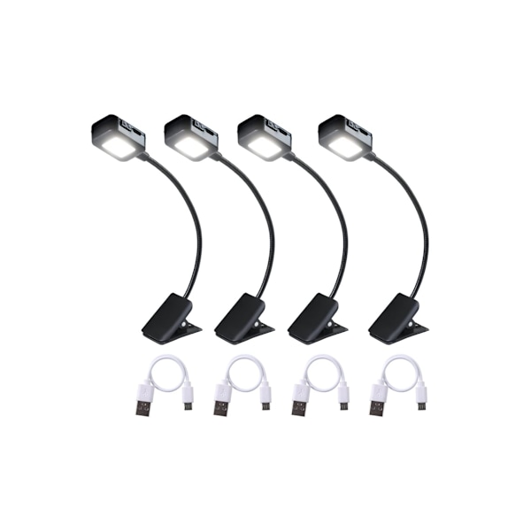 Genopladelig Boglampe, 4-pak, Mini Klipslamper -