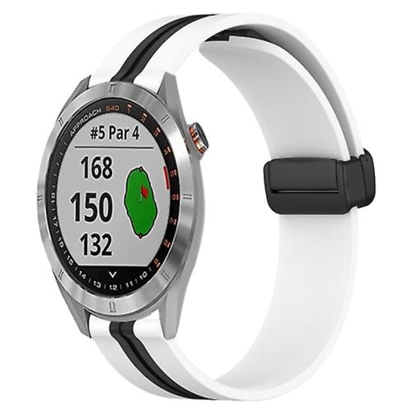 Til Garmin Approach S40 20 mm foldemagnetisk lås Silikone urrem White-Black