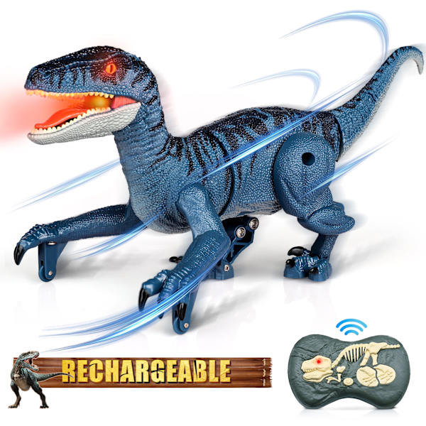 Fjärrkontroll dinosaurie leksaker 2.4G robot dinosaurie leksaker elektronisk dinosaurie promenader rytande mörkblå